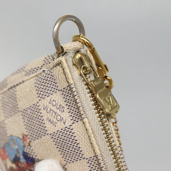 LOUIS VUITTON Damier Azur Mini Pochette Accessoires Pouch N41669 LV Auth 142332