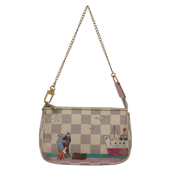 LOUIS VUITTON Damier Azur Mini Pochette Accessoires Pouch N41669 LV Auth 142332