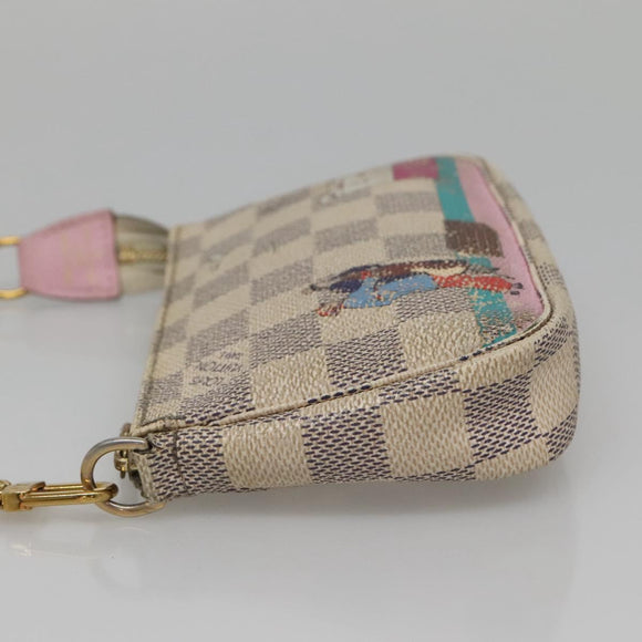 LOUIS VUITTON Damier Azur Mini Pochette Accessoires Pouch N41669 LV Auth 142332