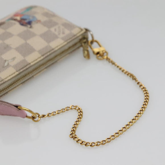 LOUIS VUITTON Damier Azur Mini Pochette Accessoires Pouch N41669 LV Auth 142332