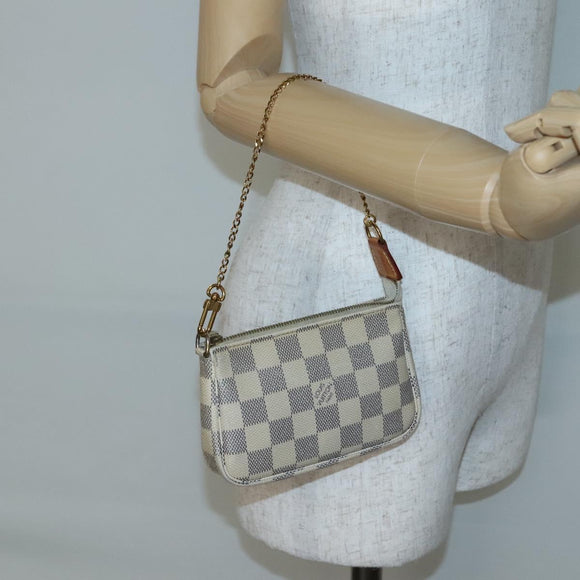 LOUIS VUITTON Damier Azur Mini Pochette Accessoires Pouch N63005 LV Auth 142334