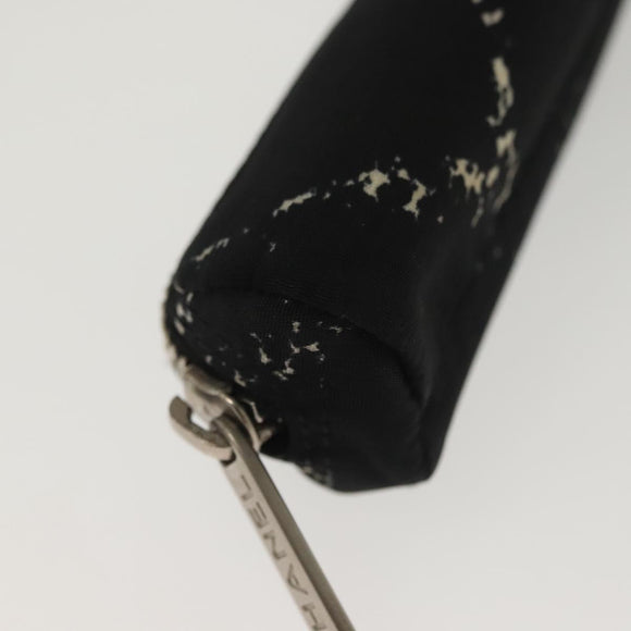 CHANEL Travel Line Pen Case Nylon Black Silver CC Auth 142341