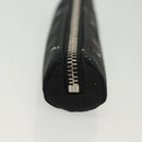 CHANEL Travel Line Pen Case Nylon Black Silver CC Auth 142341-3