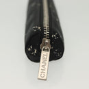 CHANEL Travel Line Pen Case Nylon Black Silver CC Auth 142341-4