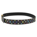 LOUIS VUITTON Multicolor Ceinture LV Cut Belt Black M6890 LV Auth 142353V-3