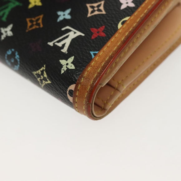 LOUIS VUITTON Multicolor Portefeuille Viennois Wallet Black M92988 Auth 142355