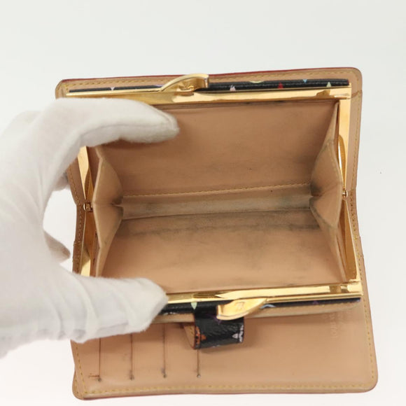 LOUIS VUITTON Multicolor Portefeuille Viennois Wallet Black M92988 Auth 142355