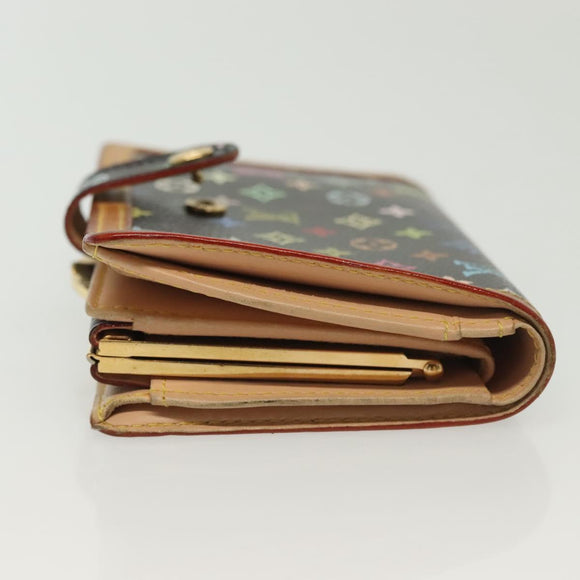 LOUIS VUITTON Multicolor Portefeuille Viennois Wallet Black M92988 Auth 142355