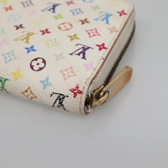 LOUIS VUITTON Monogram Multicolor Zippy Wallet Wallet White M60241 Auth 142356