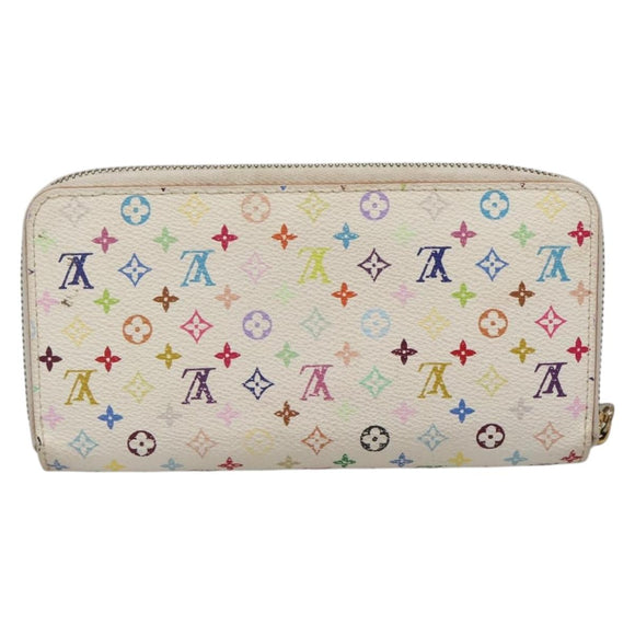 LOUIS VUITTON Monogram Multicolor Zippy Wallet Wallet White M60241 Auth 142356