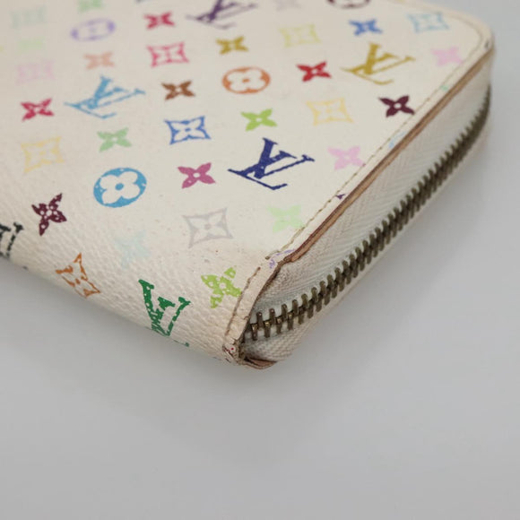 LOUIS VUITTON Monogram Multicolor Zippy Wallet Wallet White M60241 Auth 142356