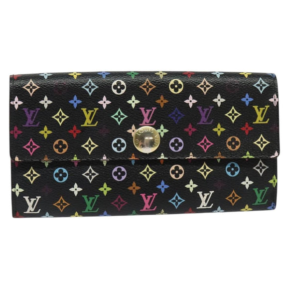 LOUIS VUITTON Multicolor Portefeiulle Sarah Long Wallet Black M60668 Auth 142359
