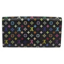 LOUIS VUITTON Multicolor Portefeiulle Sarah Long Wallet Black M60668 Auth 142359-2