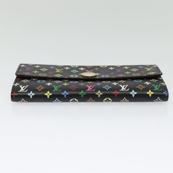 LOUIS VUITTON Multicolor Portefeiulle Sarah Long Wallet Black M60668 Auth 142359