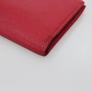 HERMES Wallet Leather Red Silver Auth 142361-10