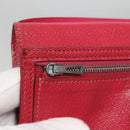 HERMES Wallet Leather Red Silver Auth 142361-13