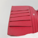HERMES Wallet Leather Red Silver Auth 142361-16