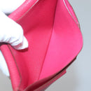 HERMES Wallet Leather Red Silver Auth 142361-18