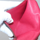 HERMES Wallet Leather Red Silver Auth 142361-20