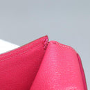 HERMES Wallet Leather Red Silver Auth 142361-21