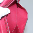 HERMES Wallet Leather Red Silver Auth 142361-22