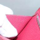 HERMES Wallet Leather Red Silver Auth 142361-23