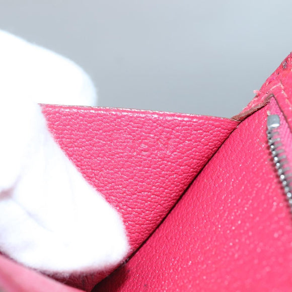 HERMES Wallet Leather Red Silver Auth 142361