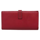 HERMES Wallet Leather Red Silver Auth 142361-3