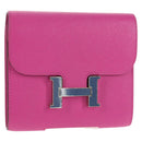 HERMES Constance Compact Wallet Leather Purple pink Auth 142362M-1