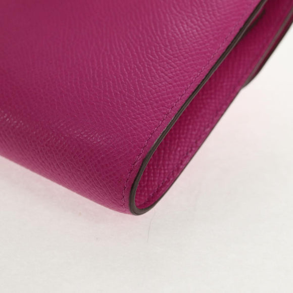 HERMES Constance Compact Wallet Leather Purple pink Auth 142362SAM