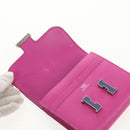 HERMES Constance Compact Wallet Leather Purple pink Auth 142362M-19