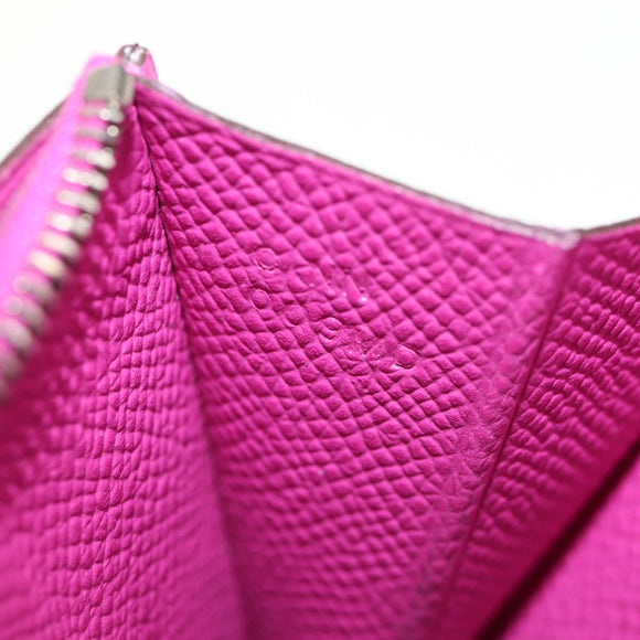 HERMES Constance Compact Wallet Leather Purple pink Auth 142362M