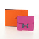 HERMES Constance Compact Wallet Leather Purple pink Auth 142362M-12