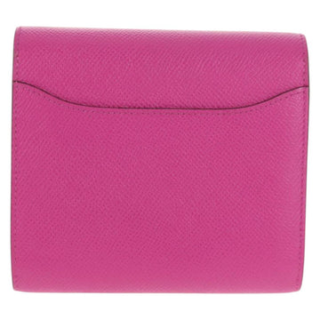 HERMES Constance Compact Wallet Leather Purple pink Auth 142362M - 0