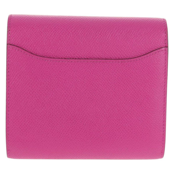 HERMES Constance Compact Wallet Leather Purple pink Auth 142362SAM