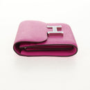 HERMES Constance Compact Wallet Leather Purple pink Auth 142362SAM-3