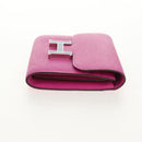 HERMES Constance Compact Wallet Leather Purple pink Auth 142362M-4