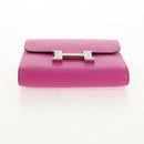 HERMES Constance Compact Wallet Leather Purple pink Auth 142362M-6