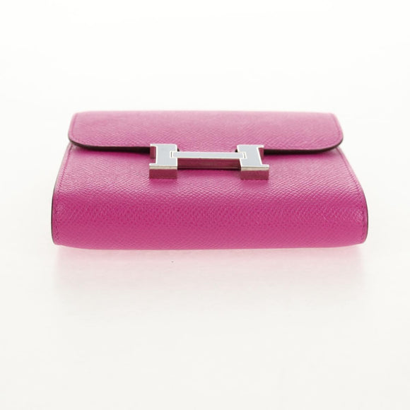 HERMES Constance Compact Wallet Leather Purple pink Auth 142362M