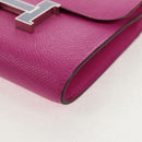 HERMES Constance Compact Wallet Leather Purple pink Auth 142362M-15