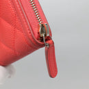 CHANEL Matelasse Long Wallet Caviar Skin Pink Gold CC Auth 142363-12