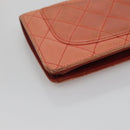 CHANEL Matelasse Long Wallet Lamb Skin Orange Silver CC Auth 142365-16