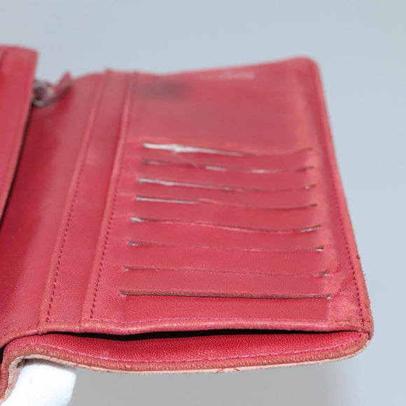 CHANEL Matelasse Long Wallet Lamb Skin Orange Silver CC Auth 142365