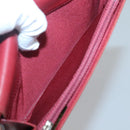 CHANEL Matelasse Long Wallet Lamb Skin Orange Silver CC Auth 142365-22