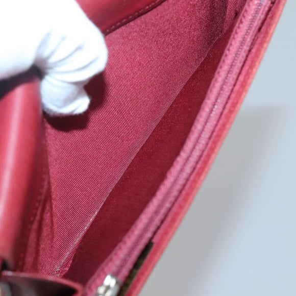 CHANEL Matelasse Long Wallet Lamb Skin Orange Silver CC Auth 142365