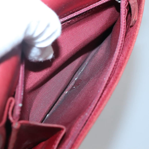 CHANEL Matelasse Long Wallet Lamb Skin Orange Silver CC Auth 142365