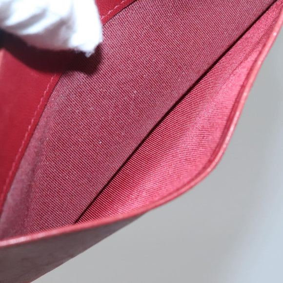 CHANEL Matelasse Long Wallet Lamb Skin Orange Silver CC Auth 142365