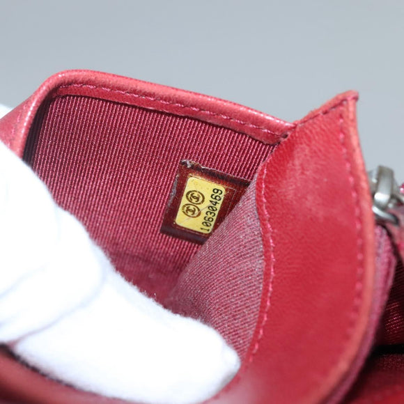 CHANEL Matelasse Long Wallet Lamb Skin Orange Silver CC Auth 142365