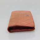 CHANEL Matelasse Long Wallet Lamb Skin Orange Silver CC Auth 142365-3