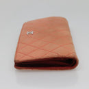 CHANEL Matelasse Long Wallet Lamb Skin Orange Silver CC Auth 142365-4
